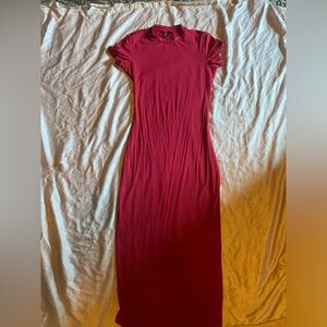 NWOT Red bodycon dress with short sleeves, perfect for a party or a night out